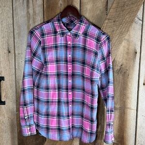 Talbots Women's CLASSIC COTTON SHIRT - GLITTER PLAID Size Small